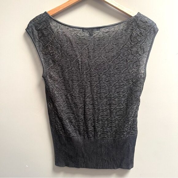 St John olive green knit sequined sleeveless top Size 6 - Picture 7 of 8